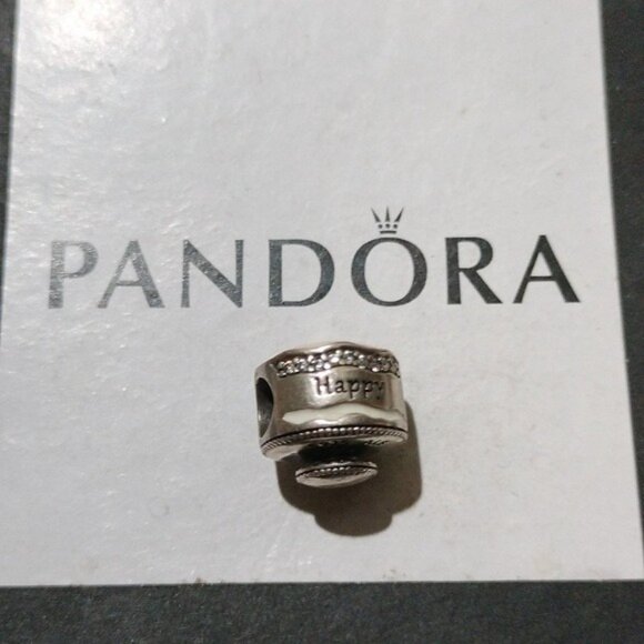Pandora Retired Sterling Silver Happy Birthday Cake with Mixed Enamel 792061enmx - Picture 4 of 6